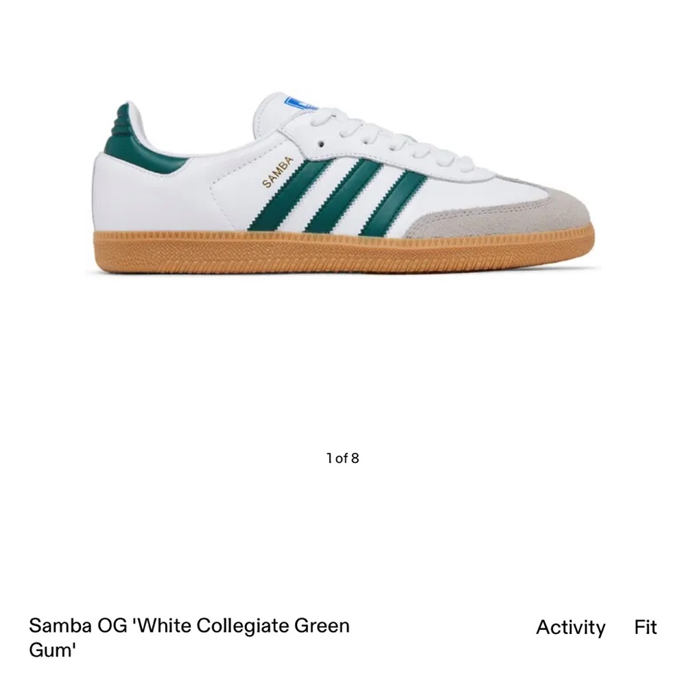 Adidas Men’s 8.5 Samba White and Green Shoes